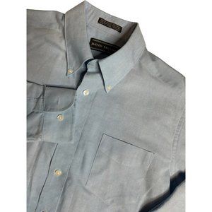 David Taylor Mens Long Sleeve Blue Button Down Shirt Size 16 32/33